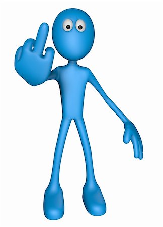 simsearch:6108-06167263,k - blue guy shows his middle finger - 3d illustration Stock Photo - Budget Royalty-Free & Subscription, Code: 400-06073389