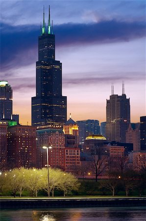 Image of the Chicago cityscape after sunset. Stock Photo - Budget Royalty-Free & Subscription, Code: 400-06073474