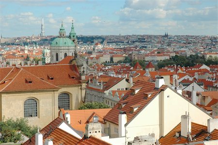 prague st nicholas church - St. Nicholas Church and the red roofs in Lesser Town, Prague, Czech Republic Photographie de stock - Aubaine LD & Abonnement, Code: 400-06073528