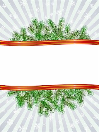 pine wreath on white - vector christmas with fir branch pattern frame Stock Photo - Budget Royalty-Free & Subscription, Code: 400-06073600