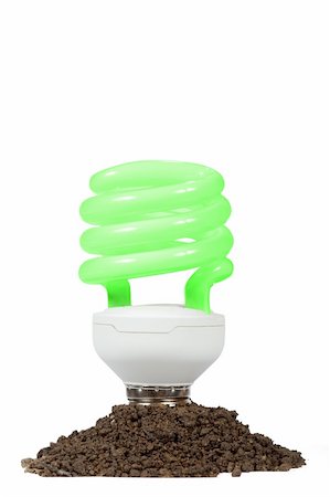 simsearch:400-04366277,k - Conceptual  Energy saving lamp with green spiral on the white background Stock Photo - Budget Royalty-Free & Subscription, Code: 400-06073617