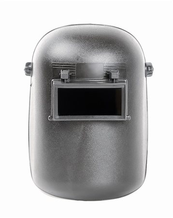Black plastic protective welding mask helmet on white background Stock Photo - Budget Royalty-Free & Subscription, Code: 400-06073632