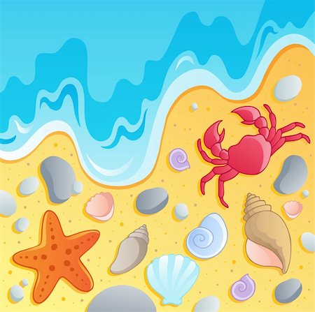 simsearch:400-06071815,k - Beach with shells and sea animals 1 - vector illustration. Photographie de stock - Aubaine LD & Abonnement, Code: 400-06073727