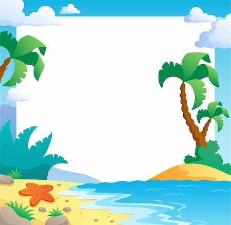 Beach theme frame 1 - vector illustration. Stock Photo - Budget Royalty-Free & Subscription, Code: 400-06073722