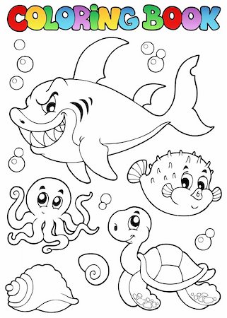 simsearch:400-04121044,k - Coloring book various sea animals 1 - vector illustration. Photographie de stock - Aubaine LD & Abonnement, Code: 400-06073733