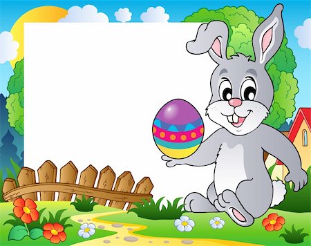 simsearch:400-09098381,k - Frame with Easter bunny theme 3 - vector illustration. Stock Photo - Budget Royalty-Free & Subscription, Code: 400-06073747