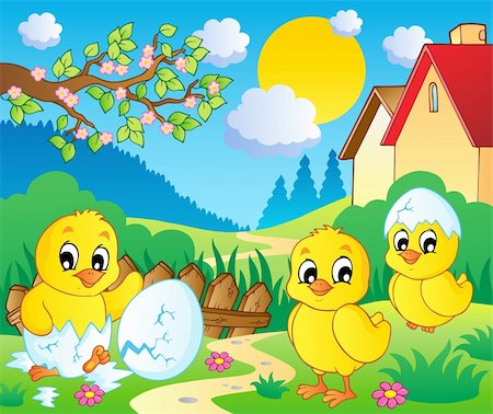 drawings of spring season - Scene with spring season theme 2 - vector illustration. Stock Photo - Budget Royalty-Free & Subscription, Code: 400-06073758