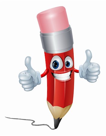 simsearch:400-06525993,k - Funny pencil mascot man giving a double thumbs up Foto de stock - Super Valor sin royalties y Suscripción, Código: 400-06073796