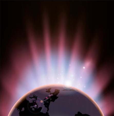 pink science - An illustration of the earth eclipsing the sun as it rises over it Stock Photo - Budget Royalty-Free & Subscription, Code: 400-06073793