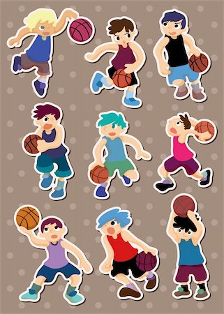 simsearch:400-06102709,k - cartoon basketball player stickers Stockbilder - Microstock & Abonnement, Bildnummer: 400-06084198