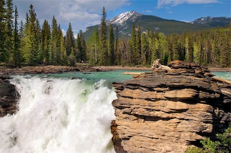 parc national de banff - Falls in the rugged mountain river in the Canadian Rockies Foto de stock - Super Valor sin royalties y Suscripción, Código: 400-06084409