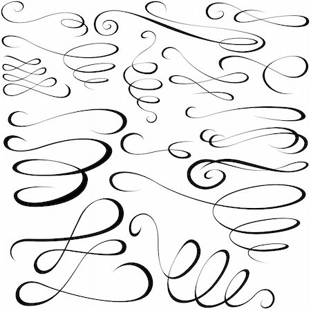 scroll designs clip art - Calligraphic elements - black design elements,  illustration vector Stock Photo - Budget Royalty-Free & Subscription, Code: 400-06084412