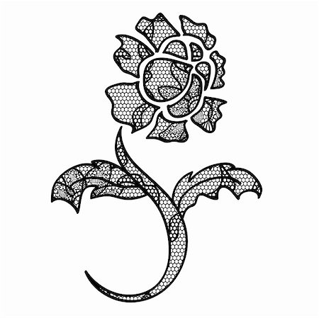 flower design in dresses with illustration dresses - Lace flower black vector applique. May be used as decoration. Stock Photo - Budget Royalty-Free & Subscription, Code: 400-06084424