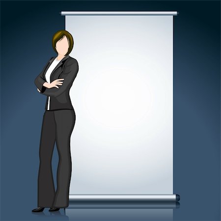 illustration of business lady standing with bill board Stock Photo - Budget Royalty-Free & Subscription, Code: 400-06084425