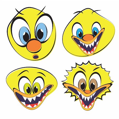 Set of funny and ugly smilies, vector illustration. Fotografie stock - Microstock e Abbonamento, Codice: 400-06084436