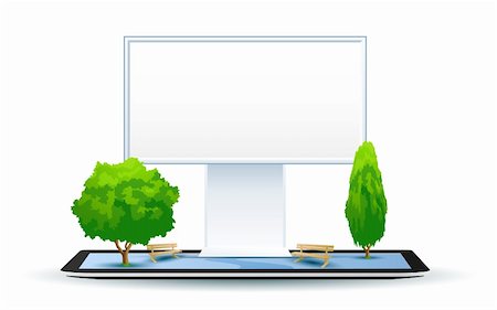 Empty Billboard with Trees and benches on Tablet Computer Stock Photo - Budget Royalty-Free & Subscription, Code: 400-06084520