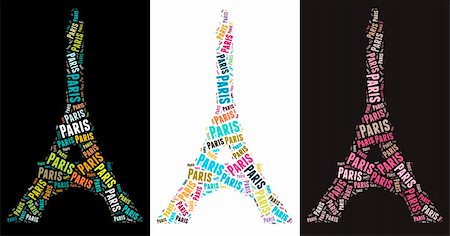 rosliothman (artist) - Eiffel Tower text graphic illustration on tri-colour background Foto de stock - Super Valor sin royalties y Suscripción, Código: 400-06084531