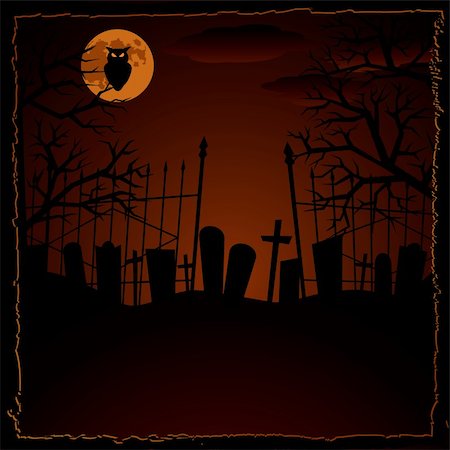 dark moon with clouds - Halloween background with cemetary and moon Photographie de stock - Aubaine LD & Abonnement, Code: 400-06084547