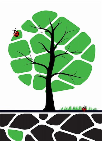 Tree illustration with green leafs. Nature symbol graphic design. Stock Photo - Budget Royalty-Free & Subscription, Code: 400-06084555