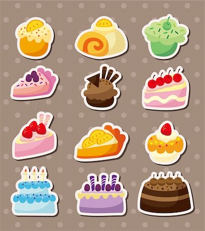 eating cartoon muffins - cake stickers Stock Photo - Budget Royalty-Free & Subscription, Code: 400-06084557