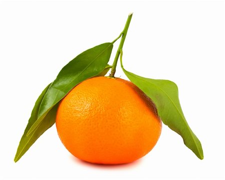 simsearch:400-05046087,k - Ripe tangerine with green leaves isolated on white background Stockbilder - Microstock & Abonnement, Bildnummer: 400-06084579