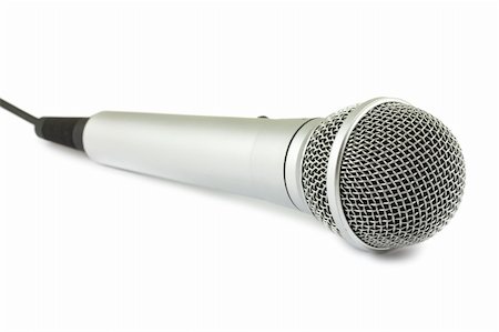 Silver microphone isolated on white background Stock Photo - Budget Royalty-Free & Subscription, Code: 400-06084580