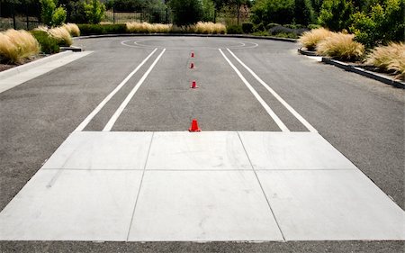 school cone - Test drive track for motorcycle with little cones Stock Photo - Budget Royalty-Free & Subscription, Code: 400-06084657