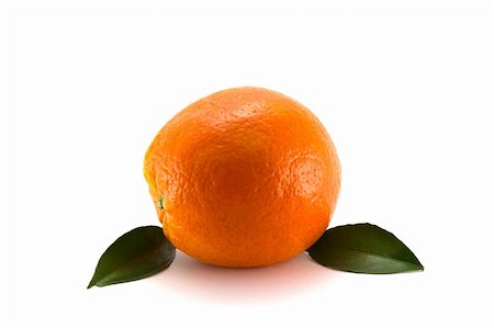 simsearch:400-05316300,k - ripe fresh orange with leaves on white background Stock Photo - Budget Royalty-Free & Subscription, Code: 400-06084799