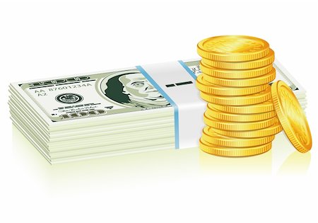 simsearch:632-06404679,k - Concept Success in Business with Stack of Dollar and Gold Coins, isolated on white background, vector illustration Foto de stock - Super Valor sin royalties y Suscripción, Código: 400-06084852