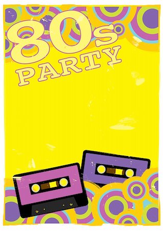 dance club signs - Retro Poster - 80s Party Flyer With Audio Cassette Tape Stock Photo - Budget Royalty-Free & Subscription, Code: 400-06084875