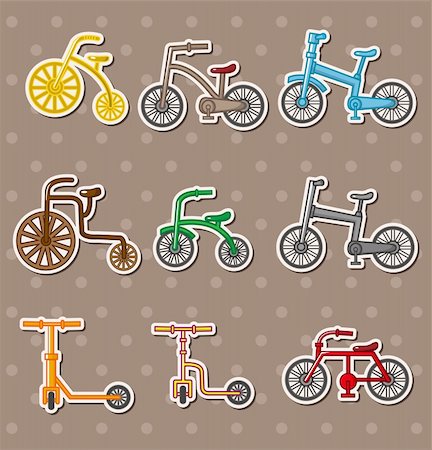 simsearch:400-04312860,k - cartoon Bicycle stickers Photographie de stock - Aubaine LD & Abonnement, Code: 400-06084938