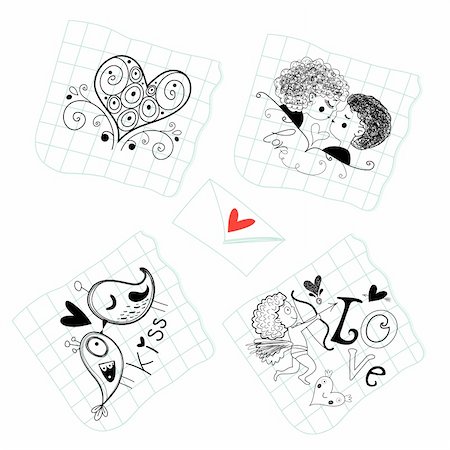 book graphic sheets with loving characters Stock Photo - Budget Royalty-Free & Subscription, Code: 400-06085375