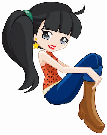 funky cartoon girls - a digital illustration of a colorful pretty teen Stock Photo - Budget Royalty-Free & Subscription, Code: 400-06085534
