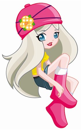 funky cartoon girls - a digital of a colorful pretty teen Stock Photo - Budget Royalty-Free & Subscription, Code: 400-06085535