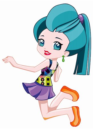 funky cartoon girls - a digital illustration of a colorful pretty teen Stock Photo - Budget Royalty-Free & Subscription, Code: 400-06085538