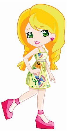 funky cartoon girls - a digital illustration of a colorful pretty teen Stock Photo - Budget Royalty-Free & Subscription, Code: 400-06085539