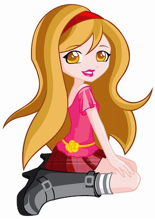 funky cartoon girls - a digital illustration of a colorful pretty teen Stock Photo - Budget Royalty-Free & Subscription, Code: 400-06085531