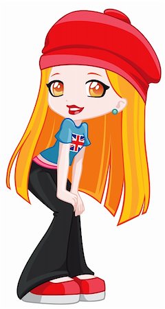 funky cartoon girls - a digital illustration of a colorful pretty teen Stock Photo - Budget Royalty-Free & Subscription, Code: 400-06085540