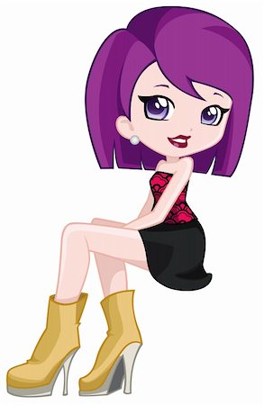 funky cartoon girls - a digital illustration of a colorful pretty teen Stock Photo - Budget Royalty-Free & Subscription, Code: 400-06085541