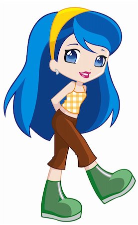 funky cartoon girls - a digital illustration of a colorful pretty teen Stock Photo - Budget Royalty-Free & Subscription, Code: 400-06085542