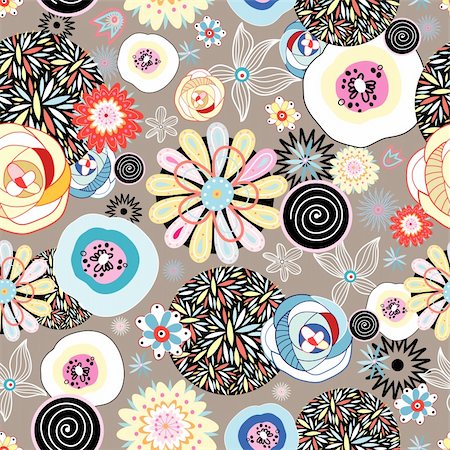 Seamless bright summer floral pattern on a light brown background Stock Photo - Budget Royalty-Free & Subscription, Code: 400-06085743