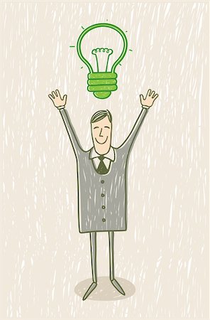 Hand drawn illustration. Businessman having an idea Stock Photo - Budget Royalty-Free & Subscription, Code: 400-06085787