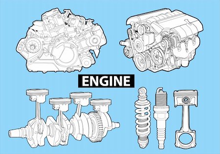 Vectro illustration of a engines on blue background Stock Photo - Budget Royalty-Free & Subscription, Code: 400-06085995