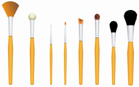 A set of cosmetic brushes for makeup. Vector illustration. Stock Photo - Budget Royalty-Free & Subscription, Code: 400-06086273
