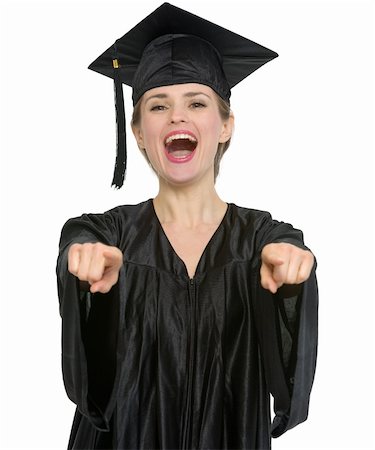 simsearch:400-04705218,k - Graduation student woman pointing on you. HQ photo. Not oversharpened. Not oversaturated Stockbilder - Microstock & Abonnement, Bildnummer: 400-06086306