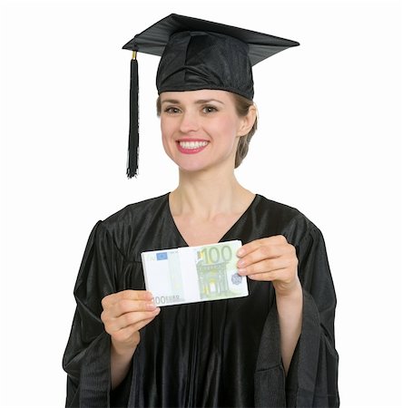simsearch:400-04705218,k - Happy graduation student woman showing pack of euros. HQ photo. Not oversharpened. Not oversaturated Stockbilder - Microstock & Abonnement, Bildnummer: 400-06086308