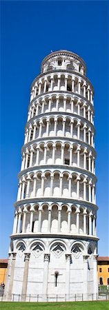 roman towers - Italy - Pisa. The famous leaning tower on a perfect blue bakcground Stock Photo - Budget Royalty-Free & Subscription, Code: 400-06086548