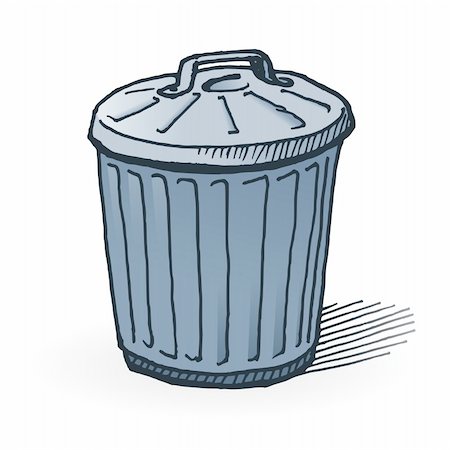 Handmade illustration of garbage bin on white background Stock Photo - Budget Royalty-Free & Subscription, Code: 400-06086576