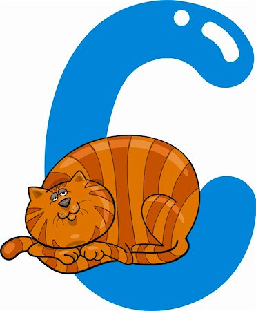 cartoon illustration of C letter for cat Stock Photo - Budget Royalty-Free & Subscription, Code: 400-06086615