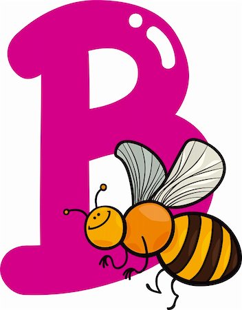 cartoon illustration of B letter for bee Foto de stock - Super Valor sin royalties y Suscripción, Código: 400-06086612